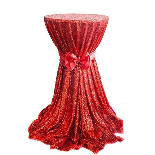 Balsacircle 120-Inch Red Sequin Round Tablecloth For Wedding Party Cake Dessert Events Table Linens